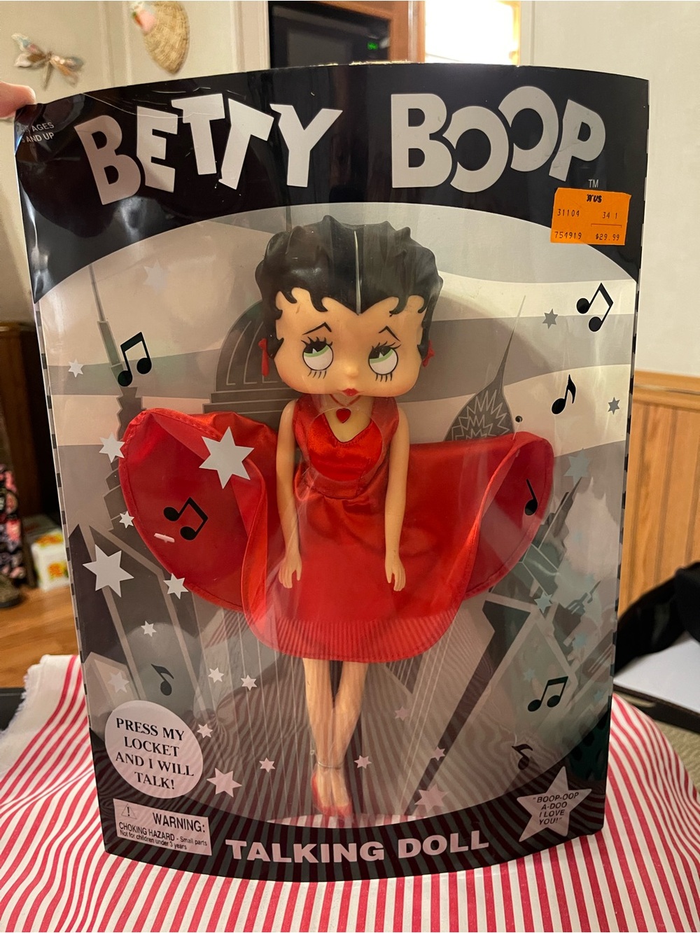 Vintage! 1998! Betty Boop Red and Black Dress Talking Doll